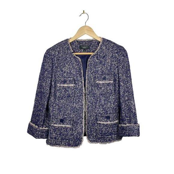 NWT Talbots Tweed Open Front Wool/Mohair/Alpaca in Purple Size 4 - Picture 3 of 9